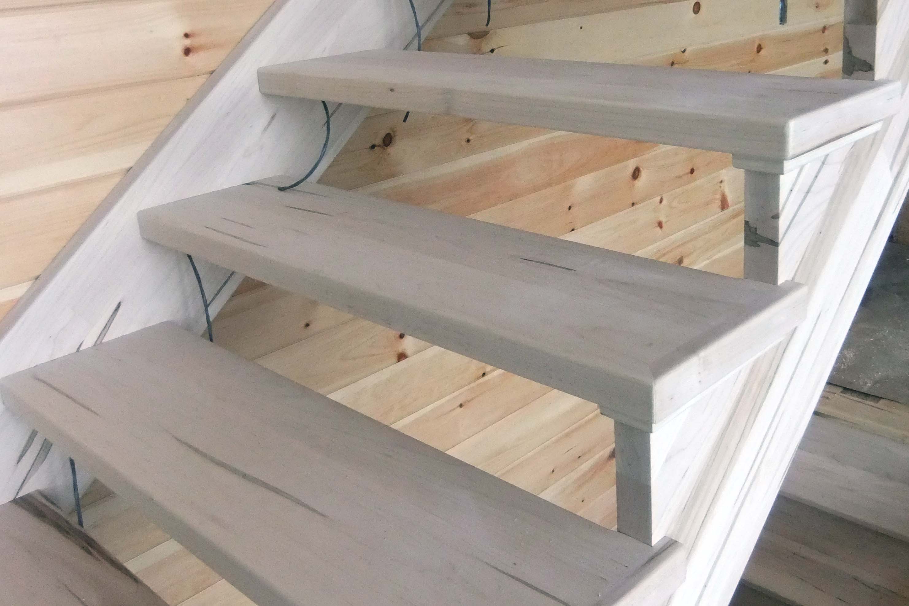 Wormy Maple Tread Custom Wood Stairs